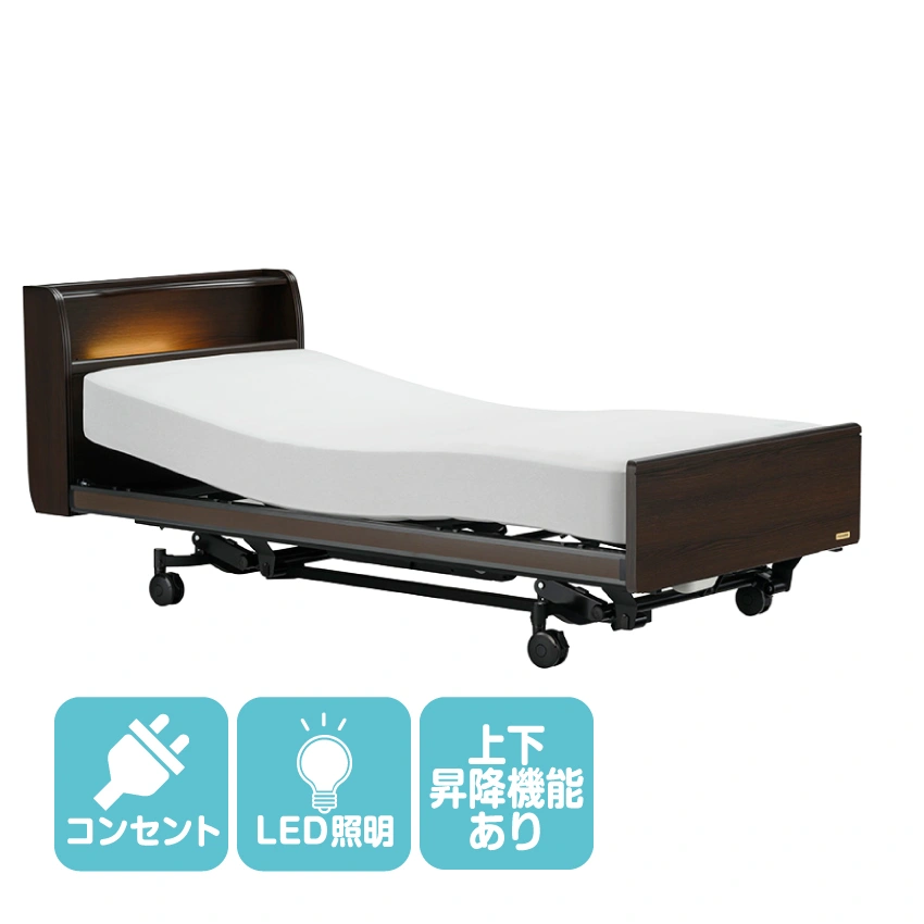 フランスベッド 電動ベッドフレーム プレサス PL-03C 背上げ+脚上げ+上下昇降 ワイヤレス キャスター