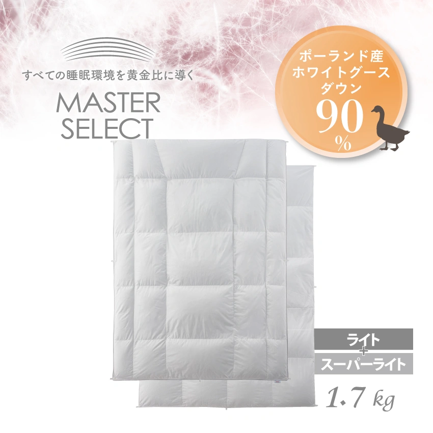 フランスベッド 羽毛ふとん マスターセレクト ポーランド産ホワイトグースダウン90% 2枚タイプ MS-90 ASライト(ライト+スーパーライト)