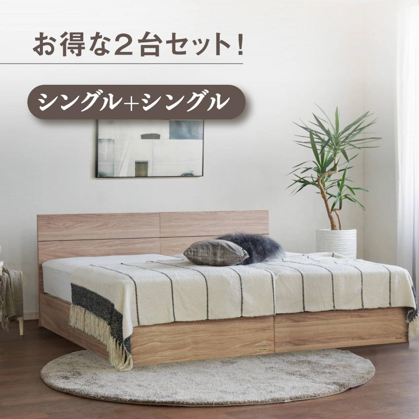 フランスベッド ツインベッドセット エコモア01F 引き出し / N-スタンダード02