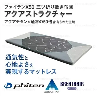 東京ベッド　ファイテンX50　三ツ折り敷き布団　アクアストラクチャー