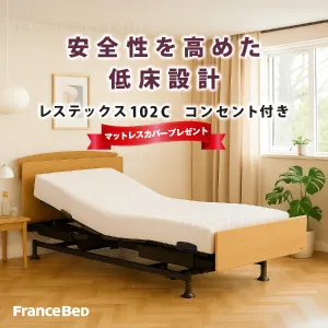【1台限り・プレゼント付き・非課税】 フランスベッド 電動ベッドセット レステックス102C 2モーター RX-STD-EX