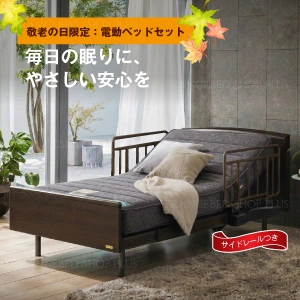 【敬老の日】【非課税】 フランスベッド 電動ベッドセット プレサス PL-01F 背上げ+脚上げ ワイヤード レッグ RX-THF やや硬め サイドレール SR-300JJ CU SR ブラケット シングル ダークブラウン
