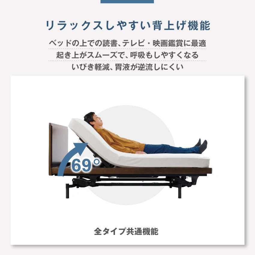 リラックスしやすい背上げ機能