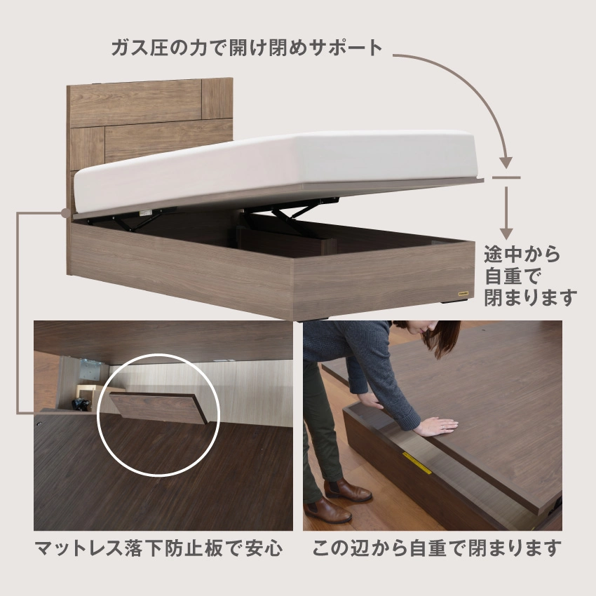 自重で自然に閉まる