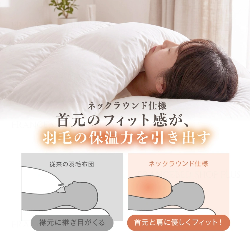 ネックラウンド仕様 首元につなぎ目がない様子を映した画像