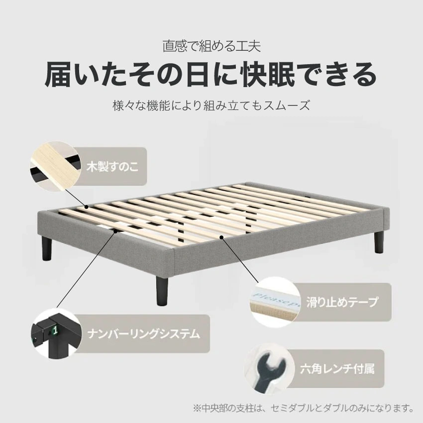 お部屋にZINUS Curtis 布張りフレーム ZJ-EFPB グレーの機能一覧