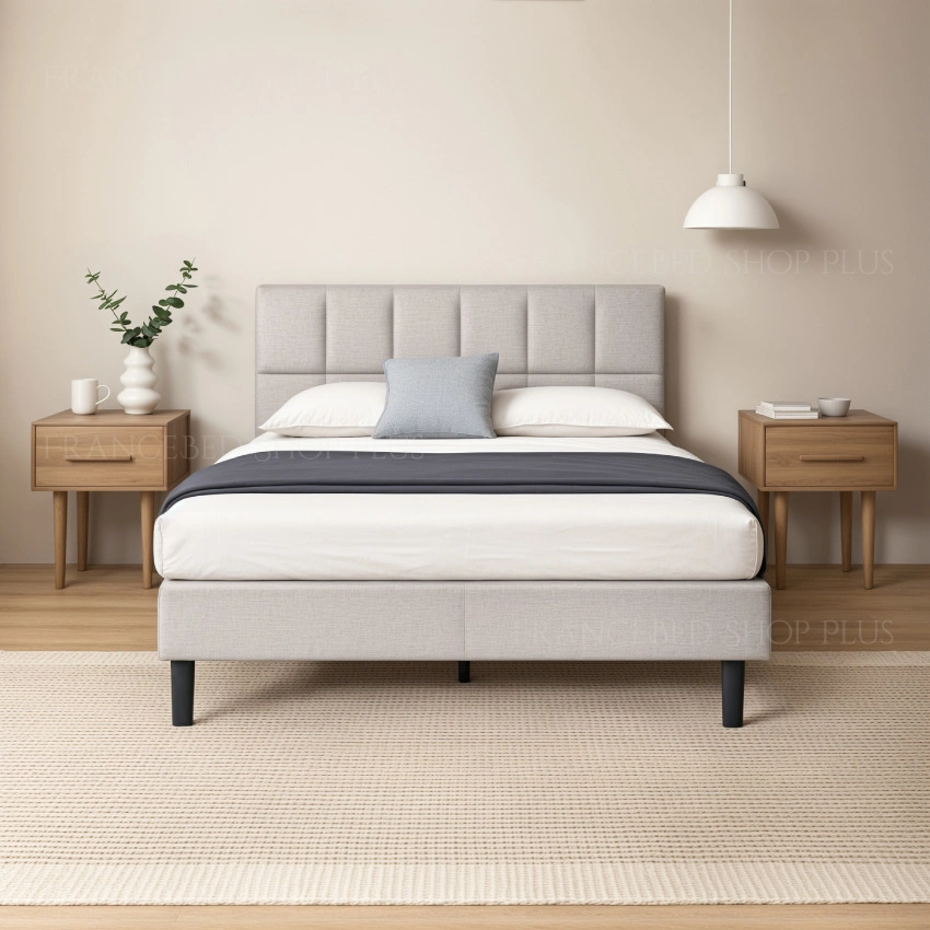 お部屋にZINUS Lottie 布張りフレーム ZJ-FSPBOが設置された様子