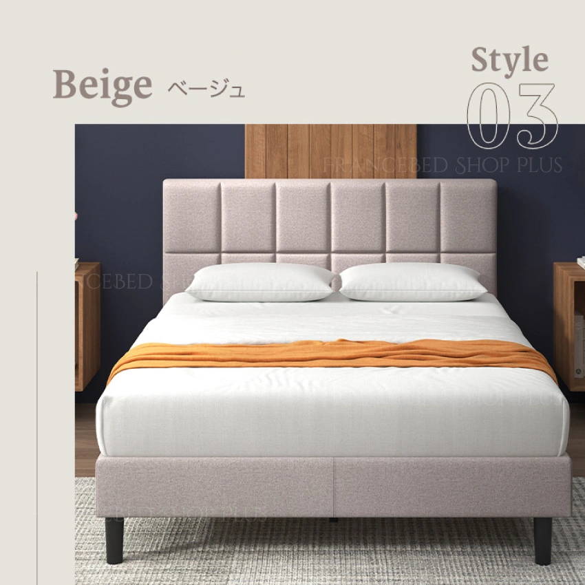 お部屋にZINUS Lottie 布張りフレーム ZJ-FSPBOのベージュの画像