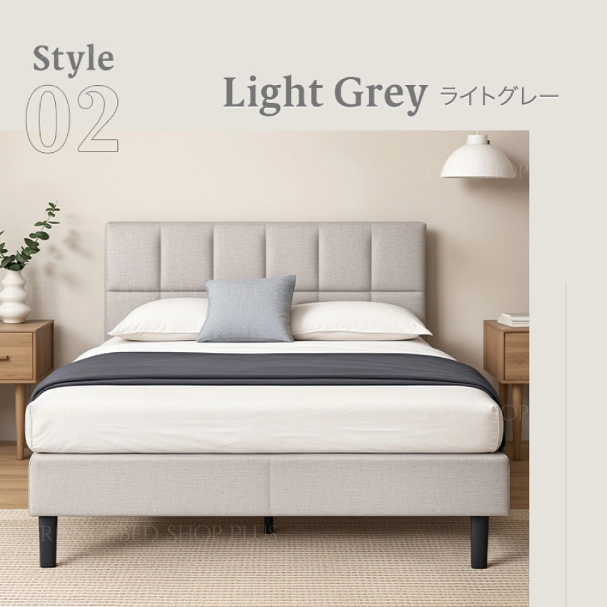 お部屋にZINUS Lottie 布張りフレーム ZJ-FSPBOのライトグレーの画像