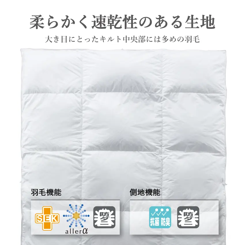 フランスベッド　カスタム羽毛　CS-01 1枚タイプの充填羽毛はシングルで1.1kg