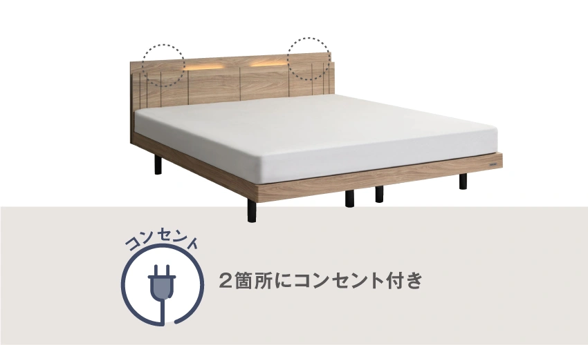 ヘッドボードのコンセントの位置を示した画像