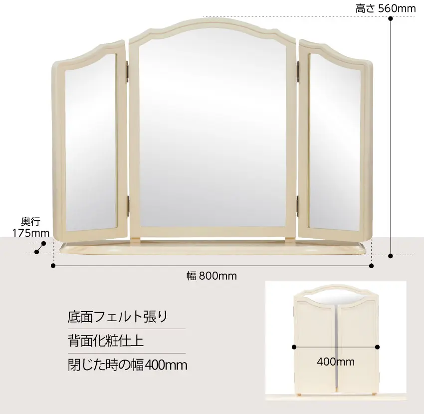 ローラアシュレイのドレッシングミラーサイズ