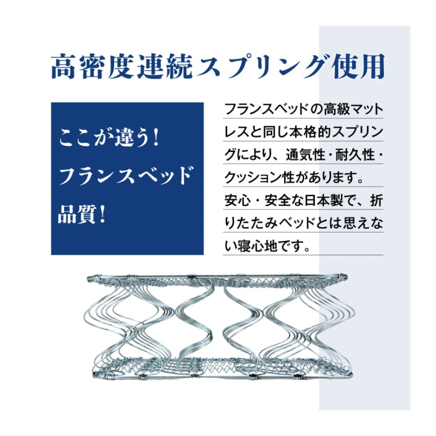 フランスベッド独自の高密度連続スプリングを採用。国産の衛生マットレス