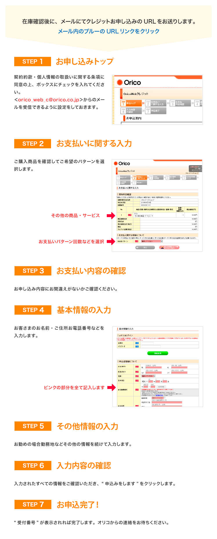 メールクレジット・入力画面